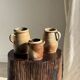 Large matte stoneware oval pot with beige handle H21 D12