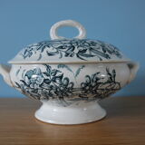 Iron earth tureen decorated with flowers and butterflies Jasmine from Virginie de Badonviller