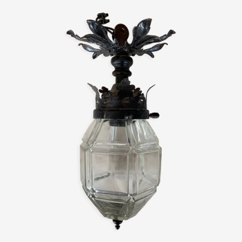 Antique lamp bronze and glass -1920