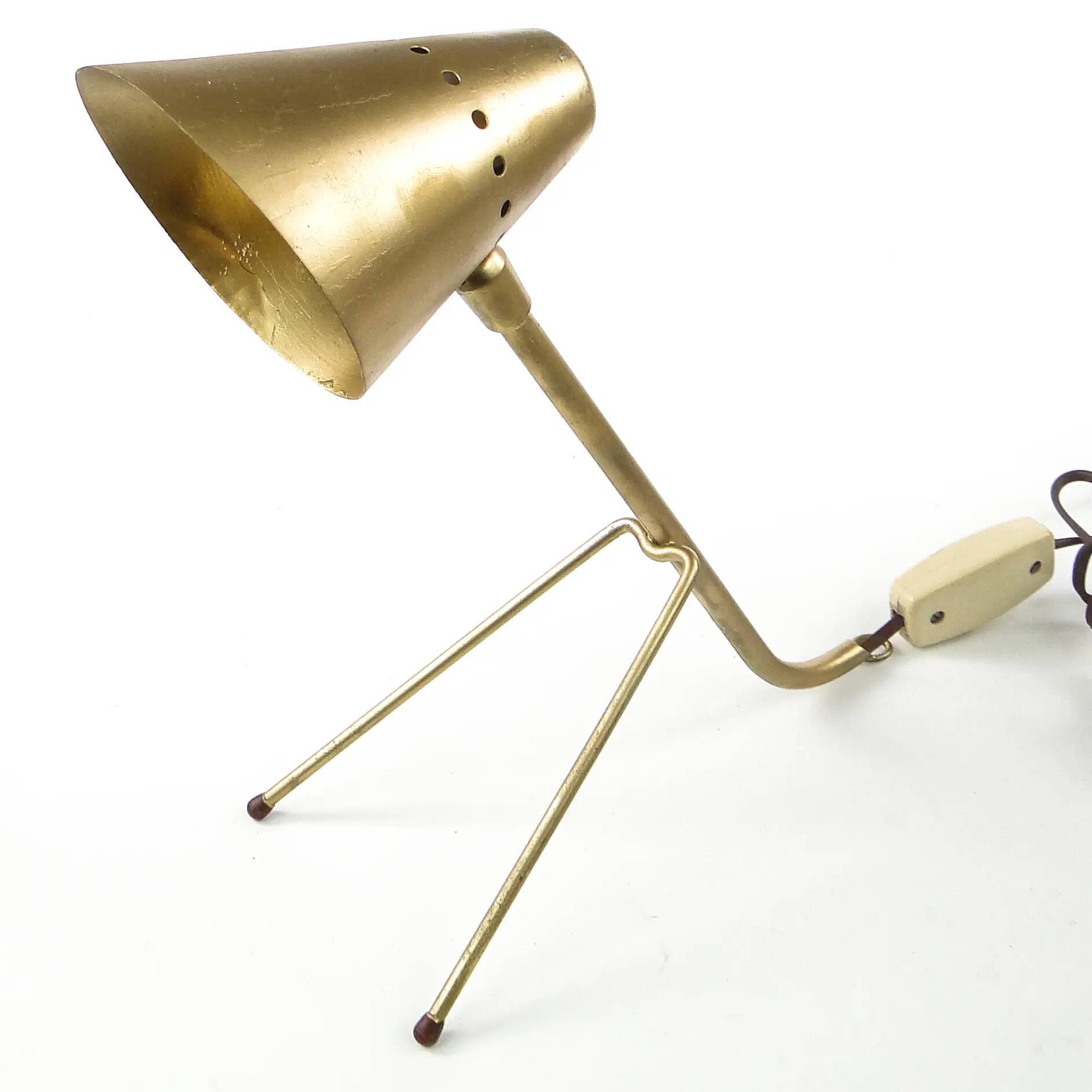 Space Age bedside lamp, brass metal, USSR, 1960s