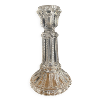 Antique miniature chiseled glass candle holder, 1900
