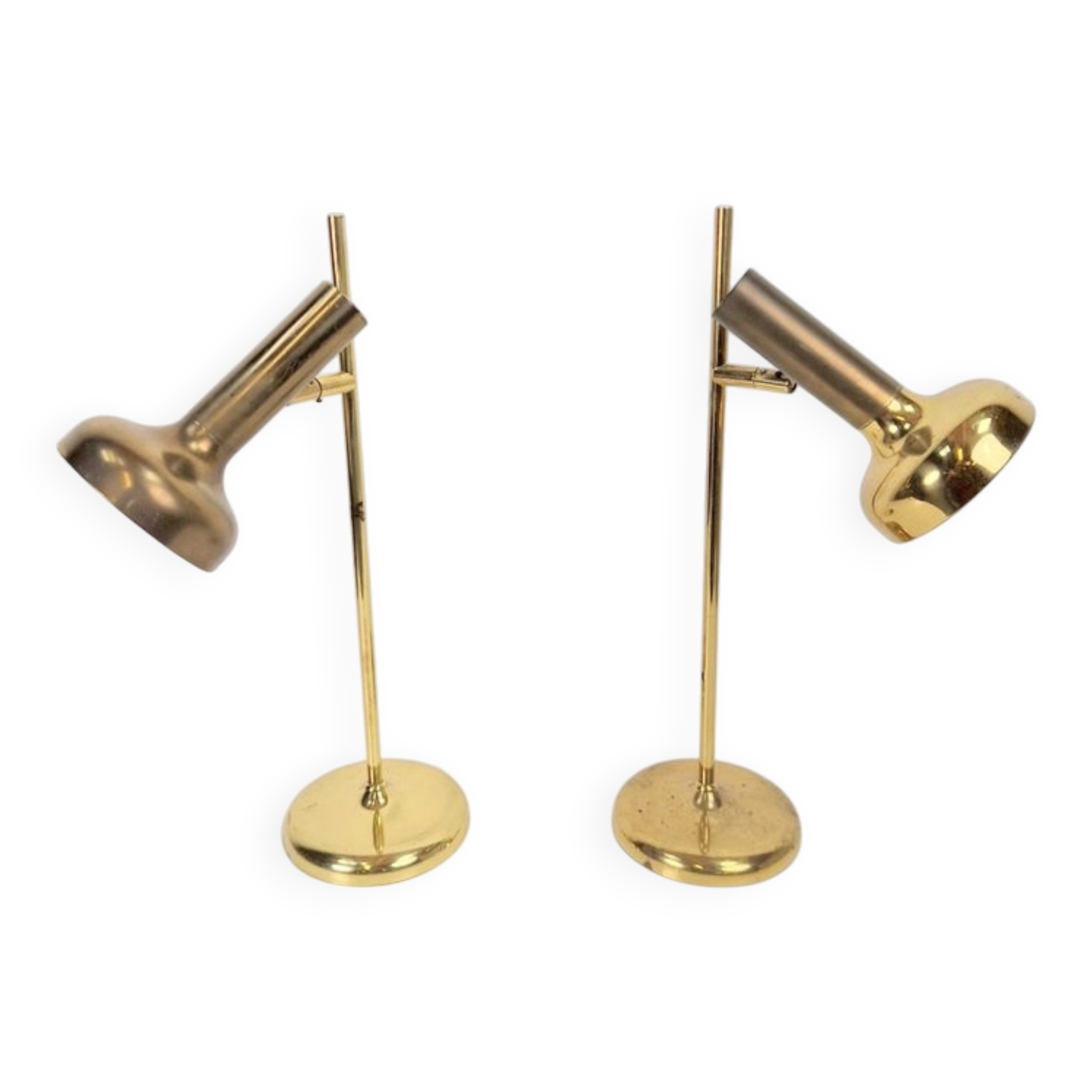 Vintage Brass Trumpet Table Lamps by Solken Leuchten, 1970s, Set of 2