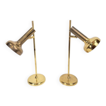 Vintage Brass Trumpet Table Lamps by Solken Leuchten, 1970s, Set of 2