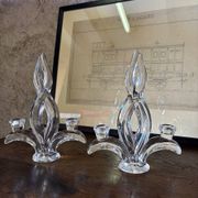 Pair of crystal candlesticks Vannes le Chatel Lorraine
