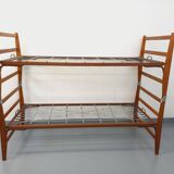 Pair of vintage stackable daybeds in oak wood and metal from the 60s