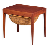 Mid-Century Teak Nightstand or Sewing Table by Severin Hansen for Haslev Møbelsnedkeri, Denmark, 1950s