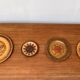 Vintage wooden wall plates, set of 4