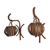 Louis Sognot, 1950s pair of wall sconces in rattan.