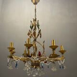 Lustre italien en verre de Murano doré doré en or florentin