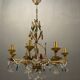 Italian Florentine Gold Gilded Murano Glass Chandelier