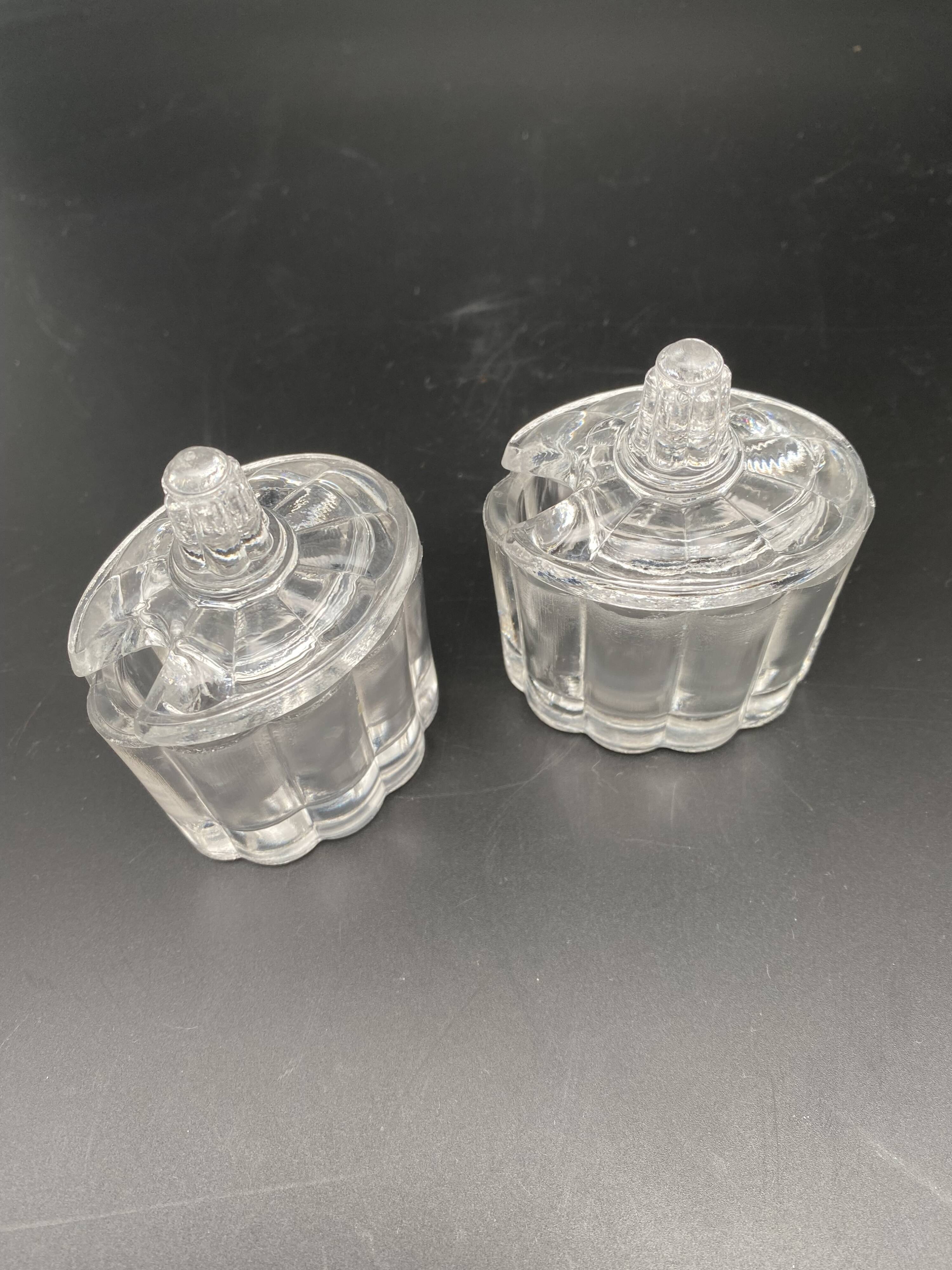 Duo salt shaker & pepper shaker in transparent worked glass