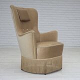 1960s, Danish armchair in green/brown furniture velour, original condition.