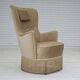 1960s, Danish armchair in green/brown furniture velour, original condition.