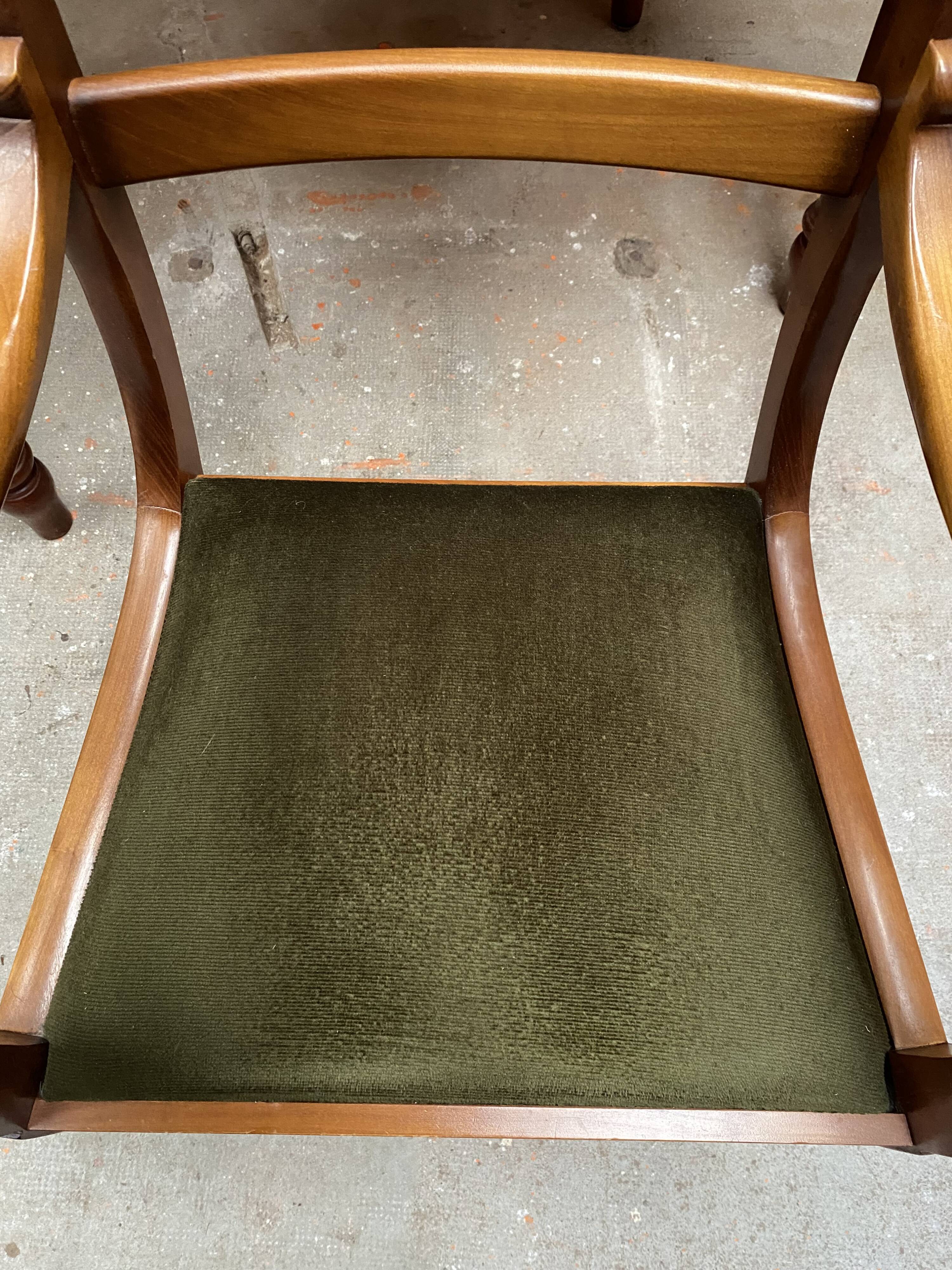 Wood and green velvet office chair