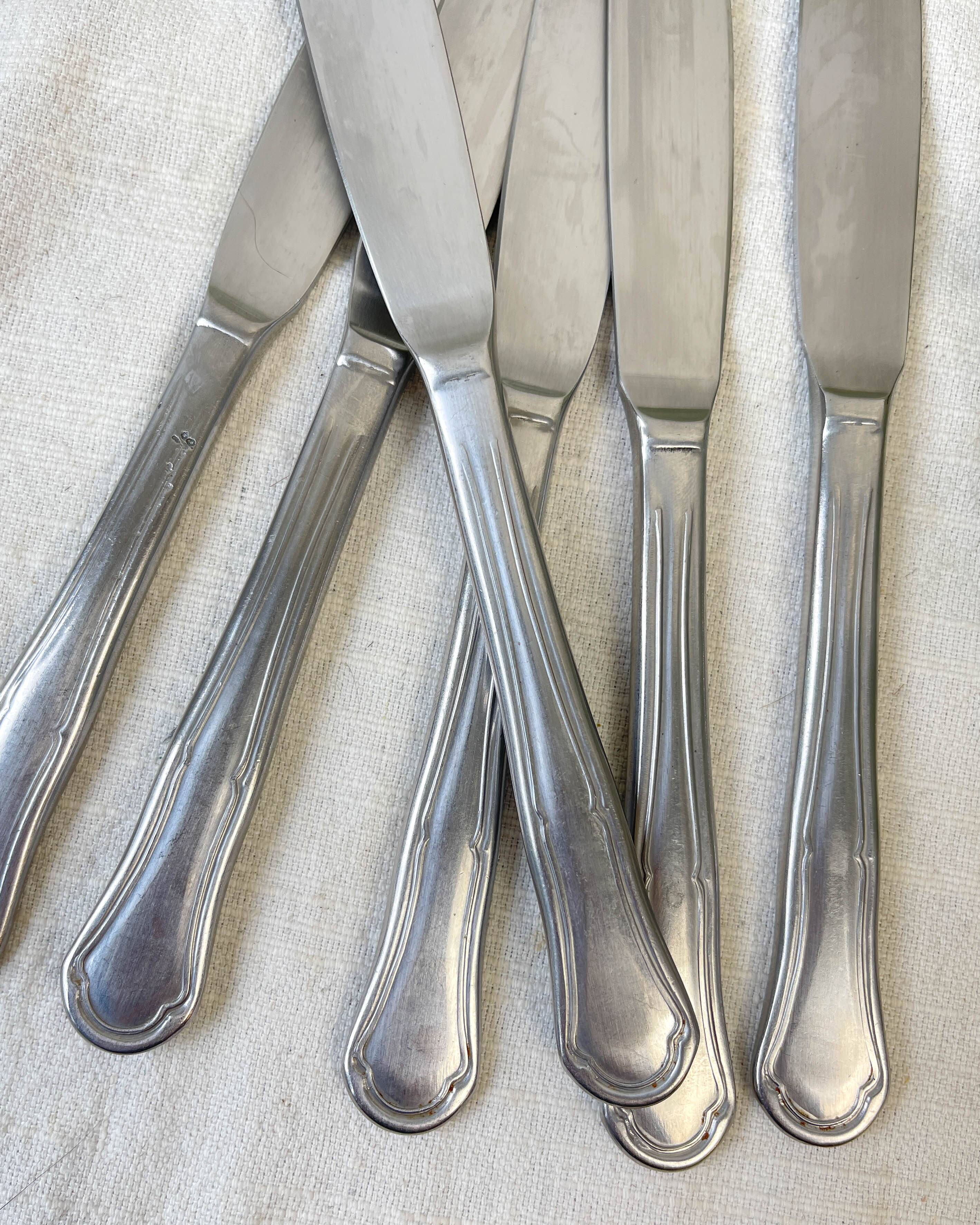 6 vintage stainless steel knives made in France