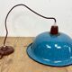 Industrial Factory Blue Enamel Ceiling Lamp, 1960s