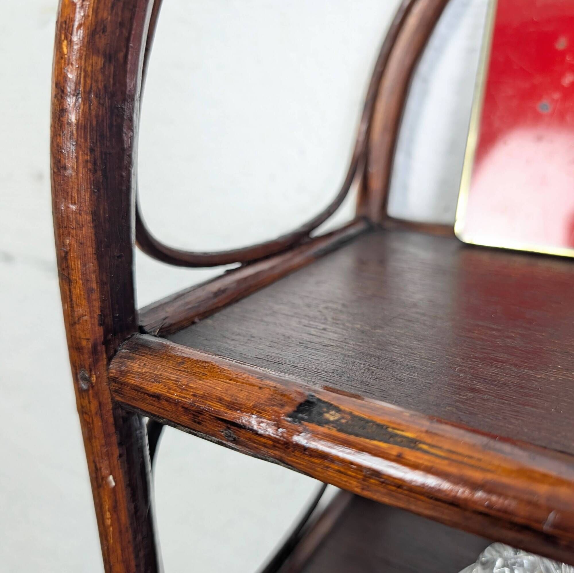 Brown rattan wall shelf, 3 levels