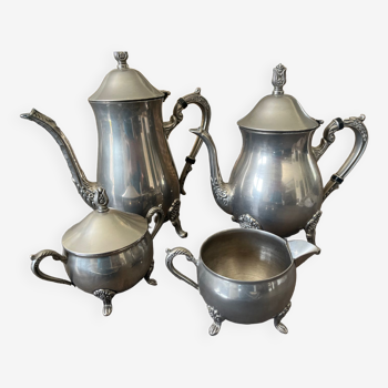 Service café et thé en métal argenté