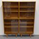 Library or display cabinet with 4 modules in light oak, France around 1960.