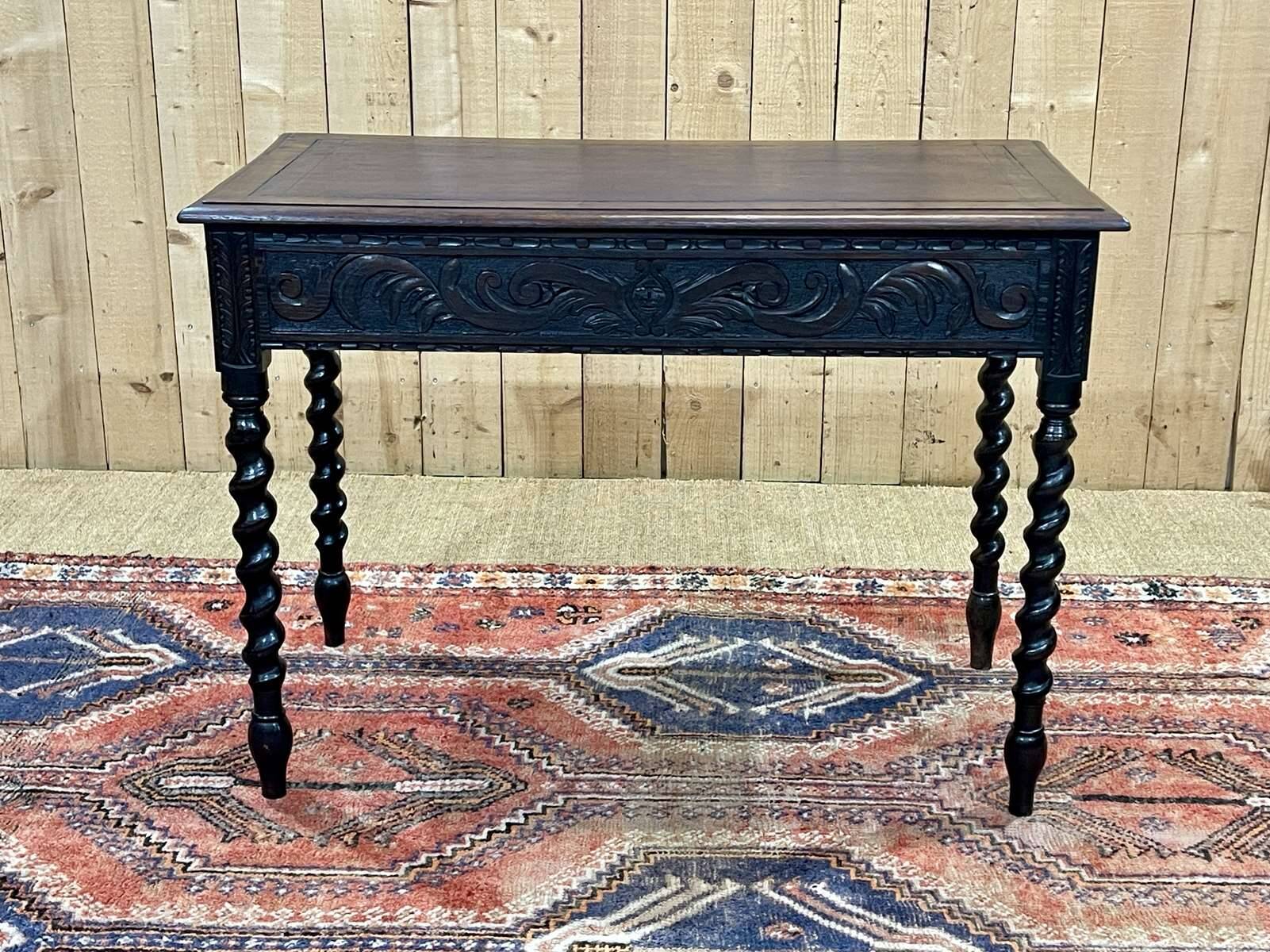 Table bureau en chêne de style Renaissance fin XIXème