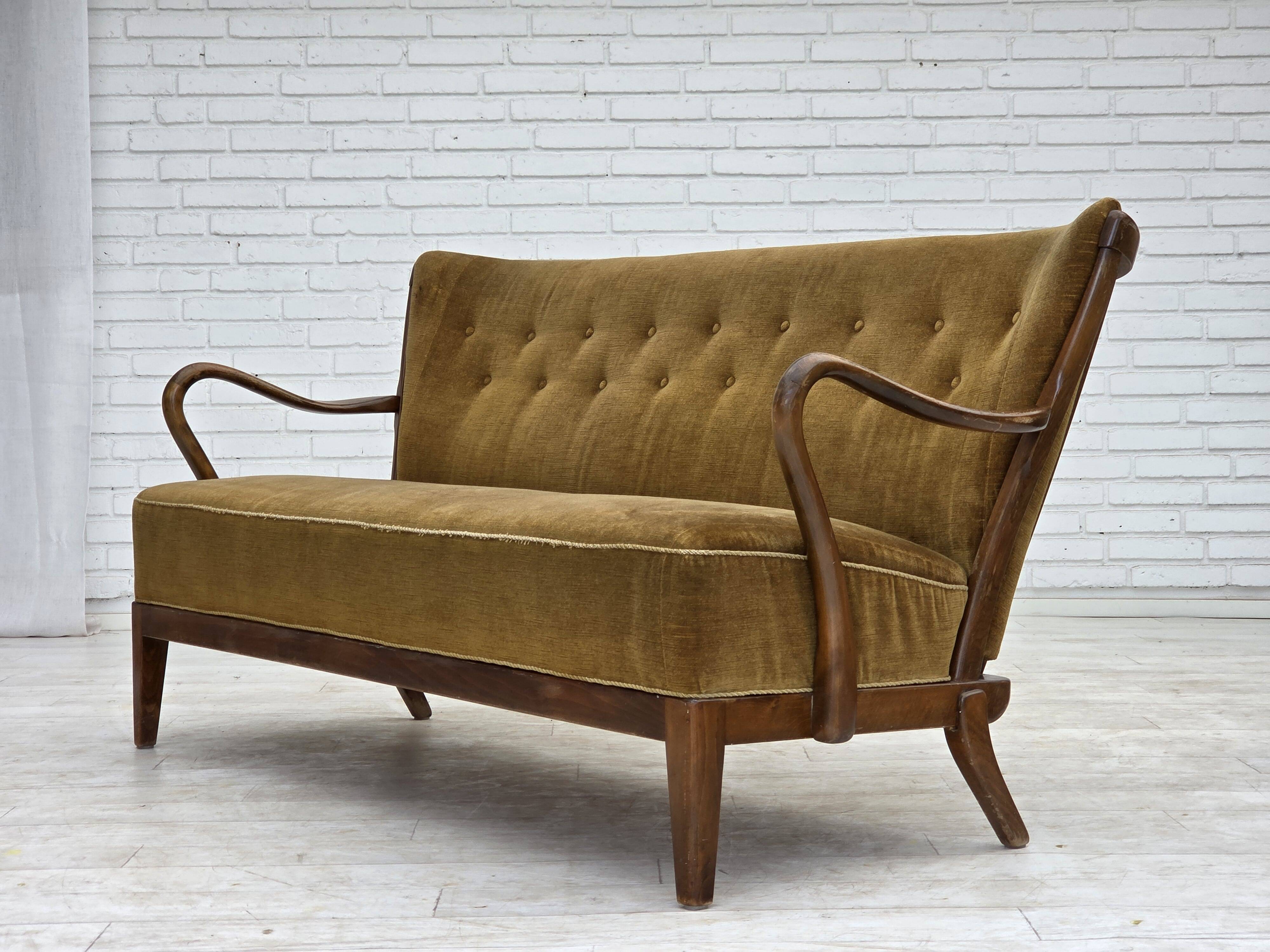 1960s, Danish design by Alfred Christensen, 2-seater sofa, furniture velour