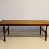 Table basse en teck avec feuille d'extension noire, design danois, années 1960.