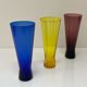 Set of three vintage coloured glasses from the 70s.