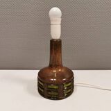 Ceramic/stoneware table lamp, Danish from the 1970s-1980s, earth and green colors
