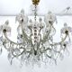 Mid-Century Maria Teresa crystal and brass large chandelier. Italy 1940s