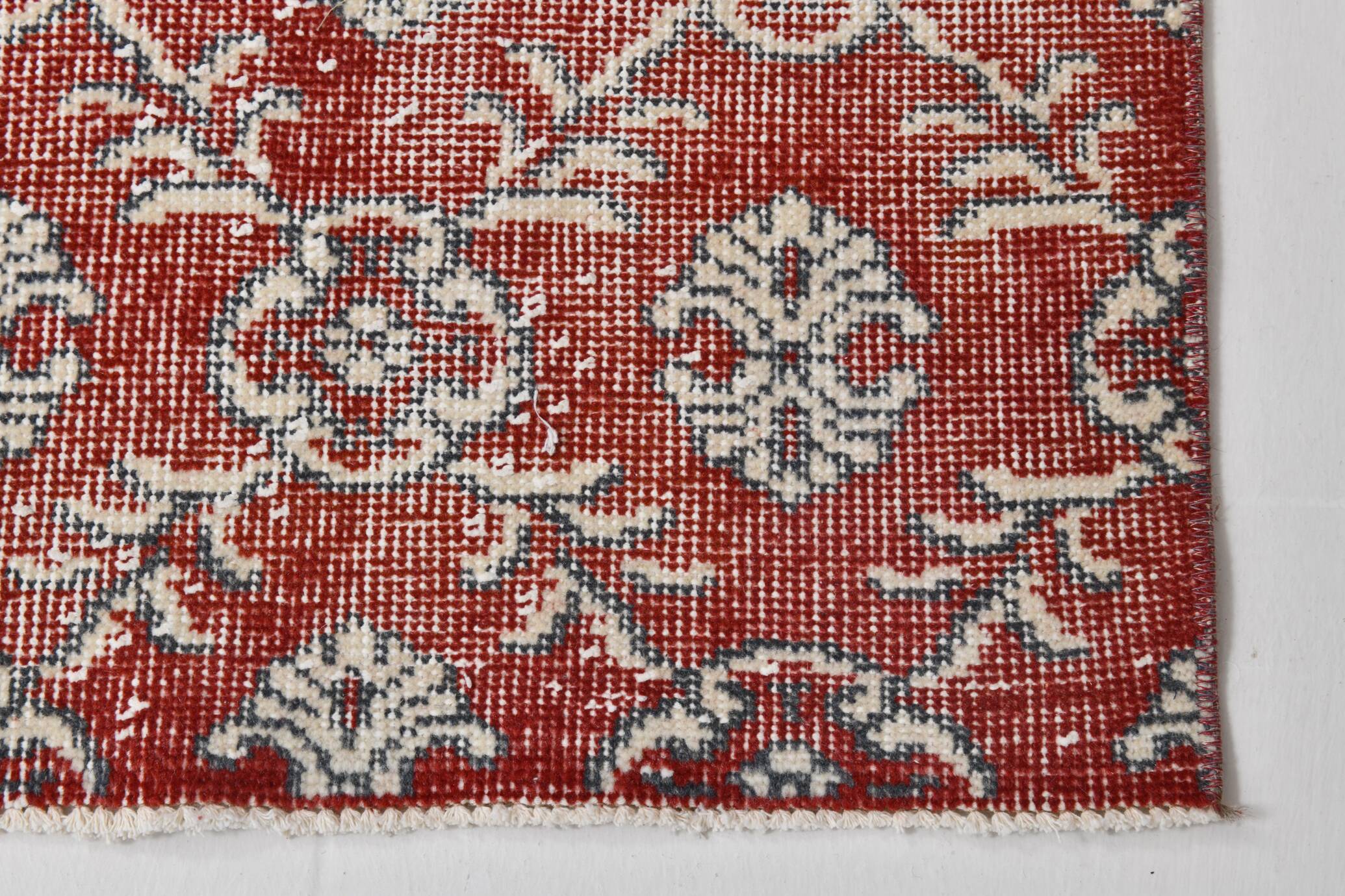 7x11 Brick Red & Beige Persian Vintage Rug, Floral Bohemian Decor,207x333Cm
