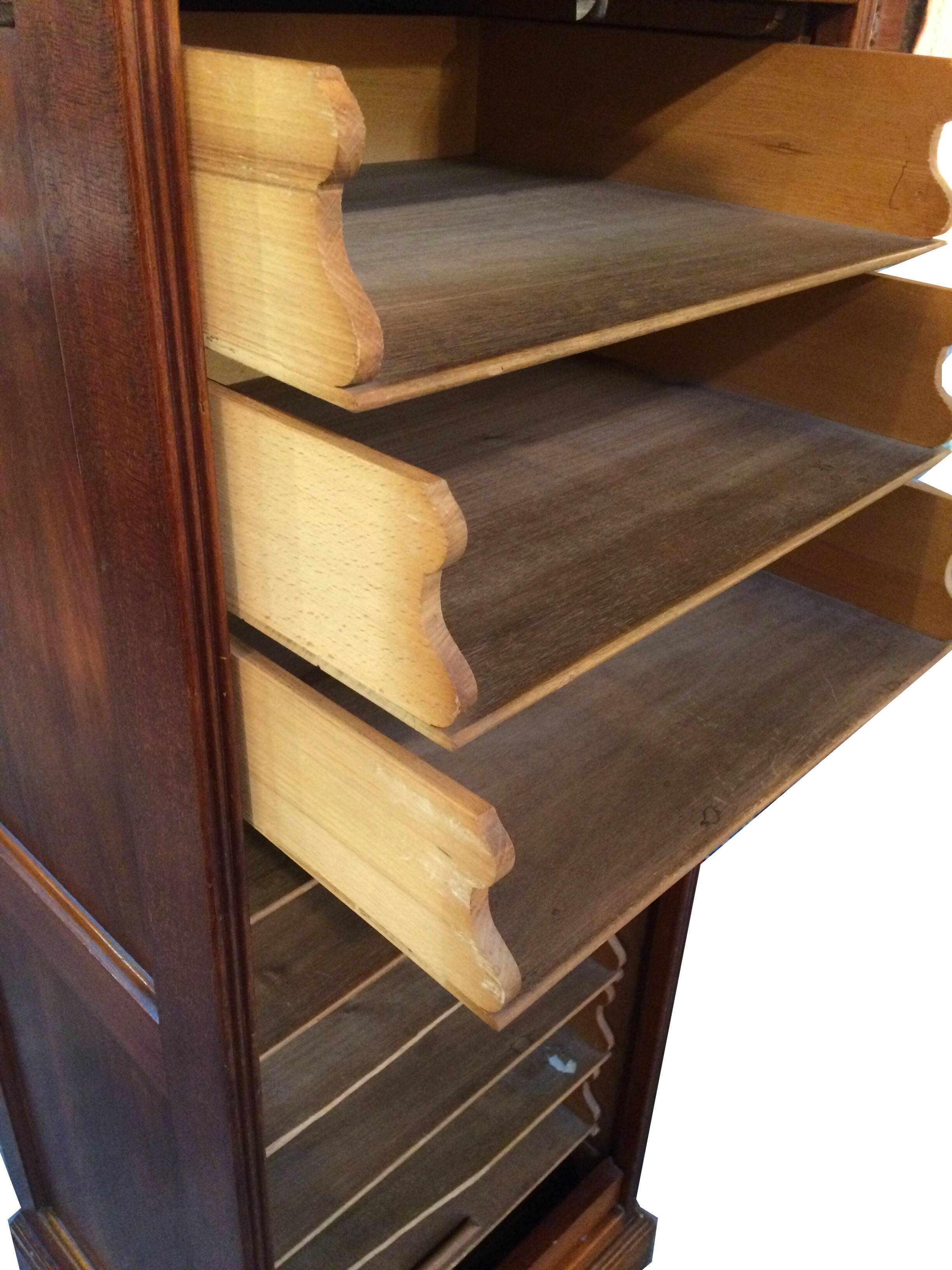 Rare workbook has curtain cosmos end mahogany XIX notary