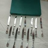 12 Silver Metal Ercuis Table Knives Box