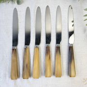 Lot de 6 couteaux de table vintage en corne