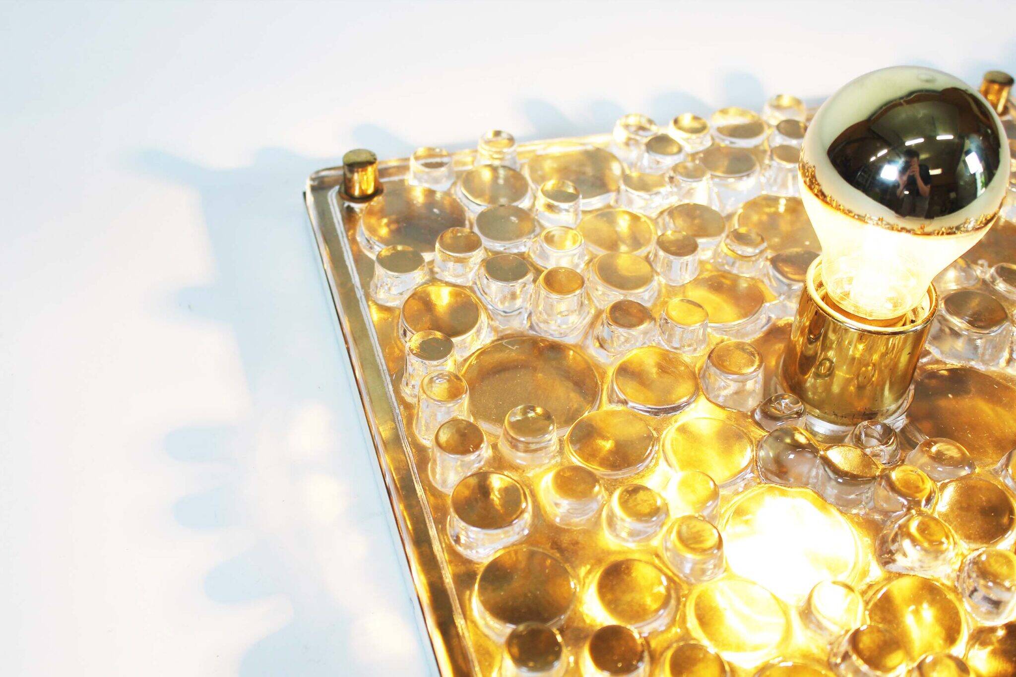 Large vintage murano glass flush mount light by Neuhauss