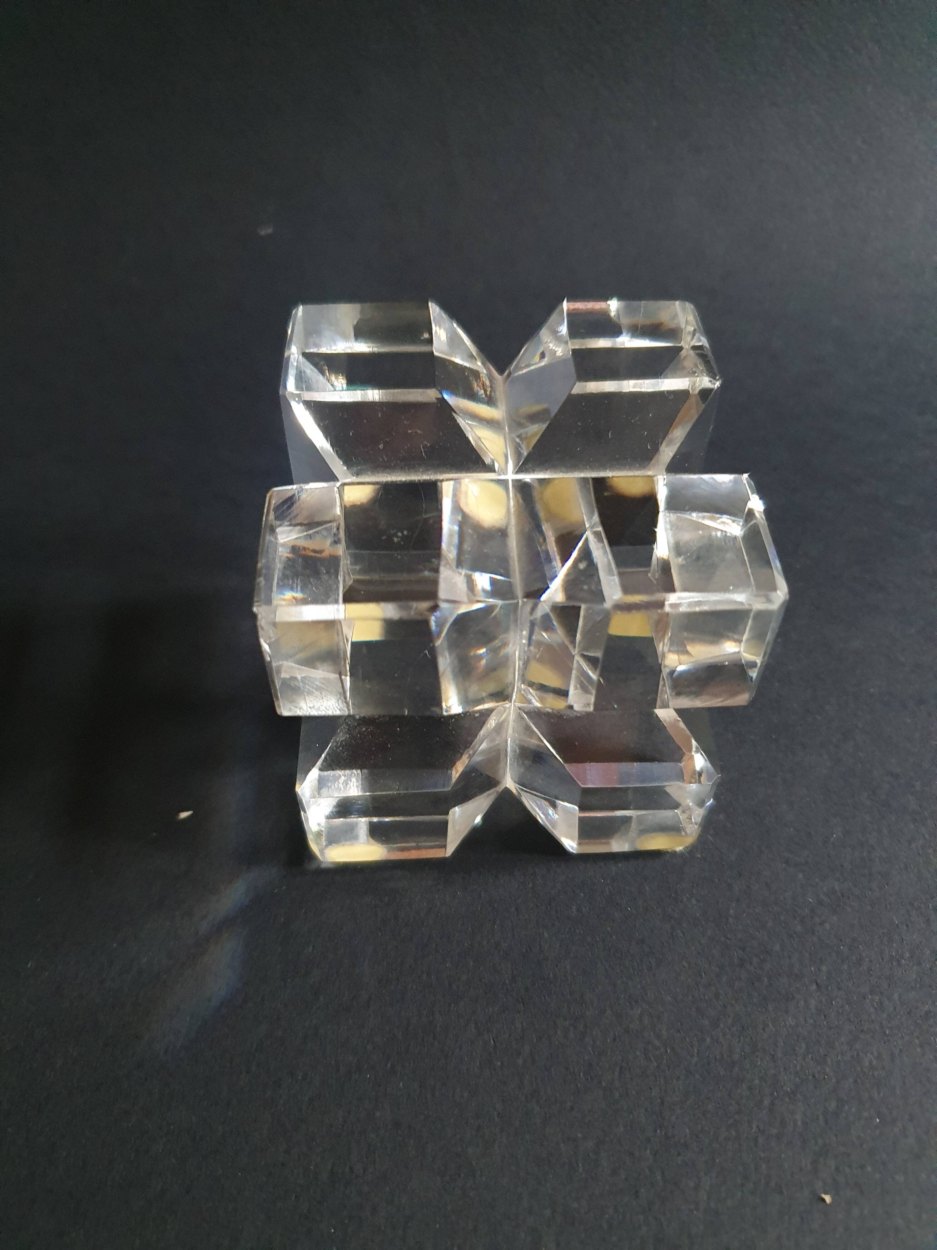 Two old vintage crystal cubes made in France