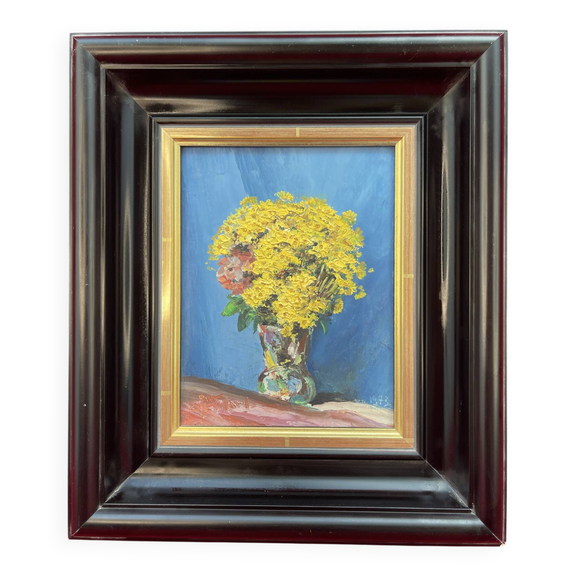 Pierre Chevillard 1973 Huile sur Panneau Jacobée Tableau Signé Daté En