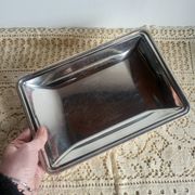 Plat rectangulaire, bannette en métal argenté