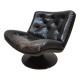 Chaise pivotante vintage en cuir noir au design hollandais Geoffrey Harcourt Artifort