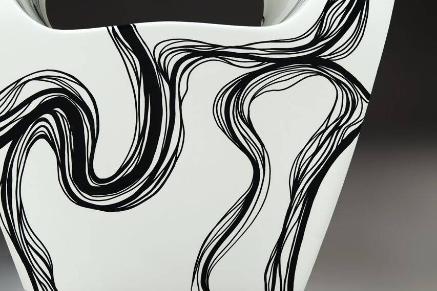 Smoke - Little Albert armchair by Ron Arad, hand painted, Signed Amane