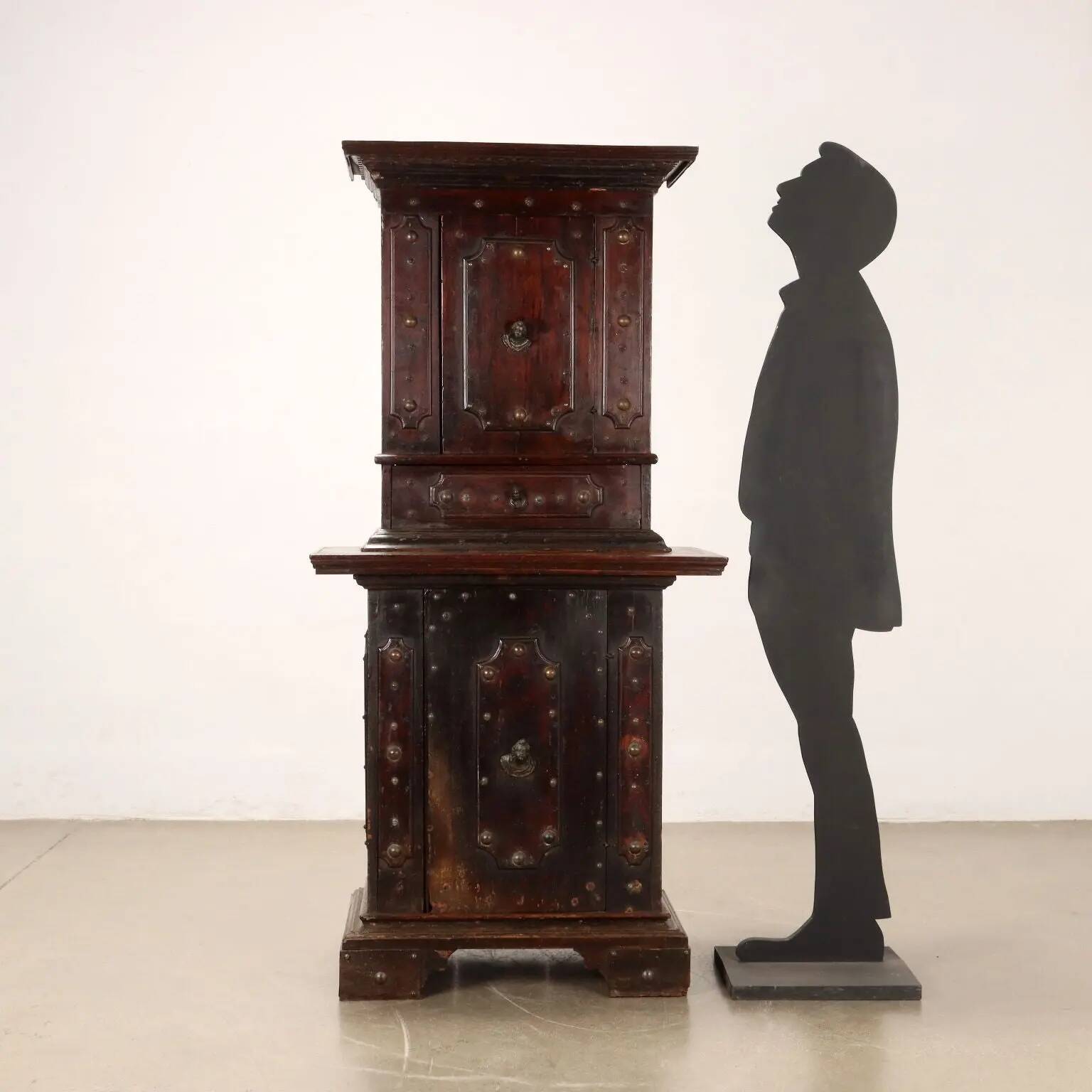 Neo-baroque antique buffet in silvered pine, Italy, 19th century