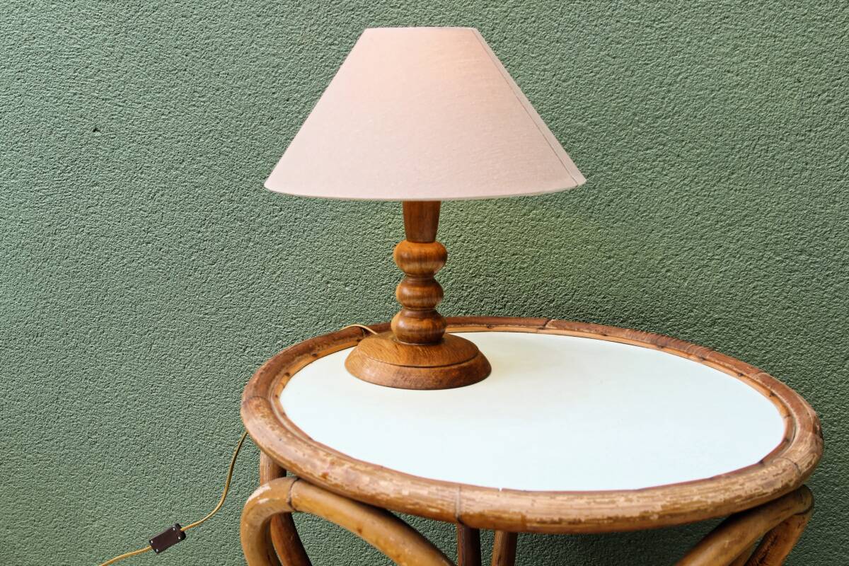 Bedside lamp, turned wood
