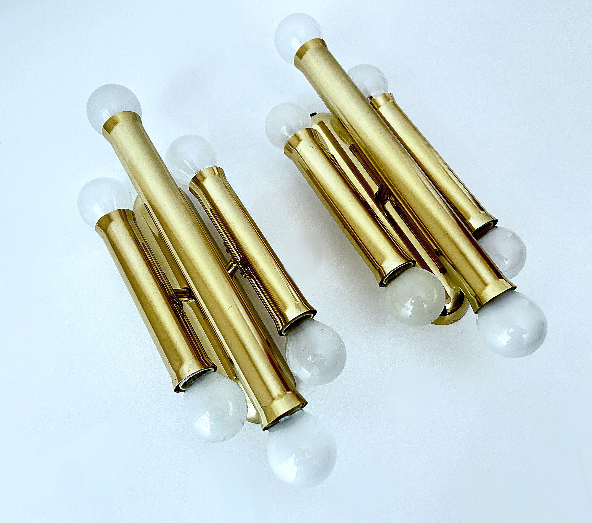 Pair Vintage Brass Wall Sconces, 60s