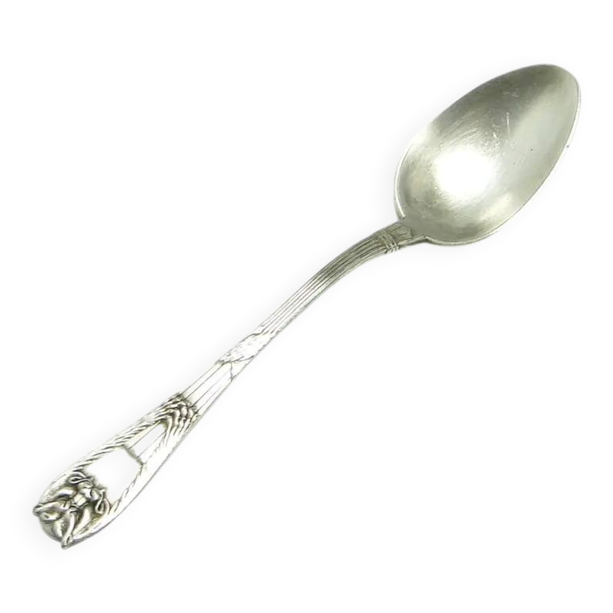 Cuillère à soupe égyptienne, Art Déco, en laiton argenté, Fraget, Pologne, années 1920.