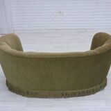 1960s, Danish 2-seater "Banana" sofa, original green furniture velour.