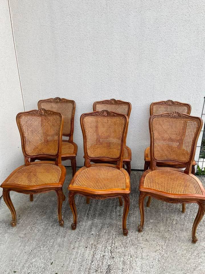 Set of 6 Cane Chairs in Louis XV style
