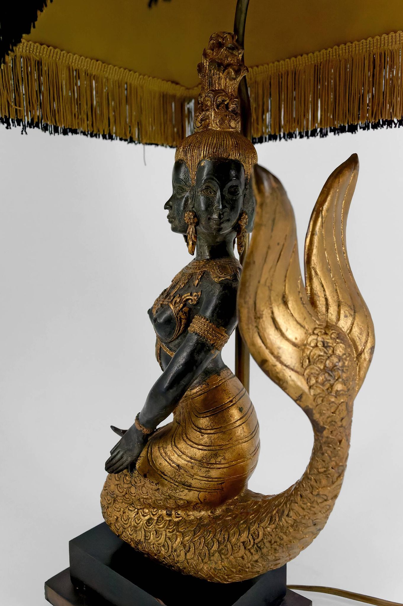 Sculptural Lamp in Bronze with double green and gold patina, Suvannamaccha
