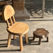 Mini low stool in upcycled old Asian teak H15 D24