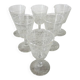 6 Old White Arabesque Pattern Stemmed Glasses H 11 cm
