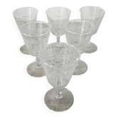 6 Old White Arabesque Pattern Stemmed Glasses H 11 cm