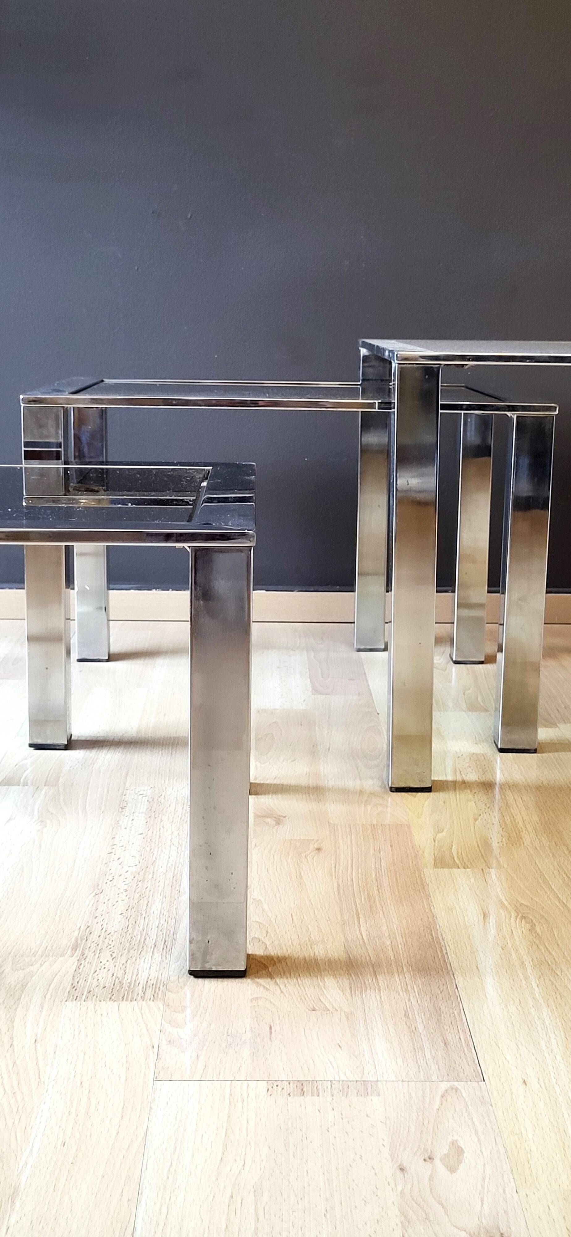 3 Chrome Coffee Tables Design 70s' Italy